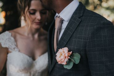 Pink wedding buttonhole