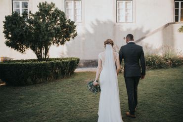 White outdoor long wedding dresses