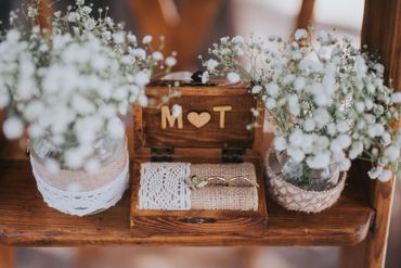 White wedding ring pillows