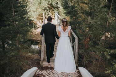 White outdoor long wedding dresses