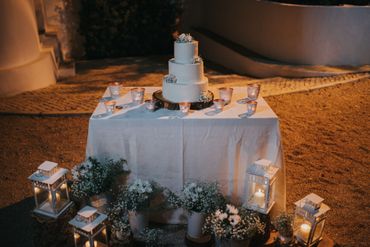 White outdoor wedding floral decor