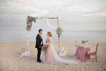 Blue beach long wedding dresses