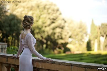 Ivory outdoor open wedding dresses