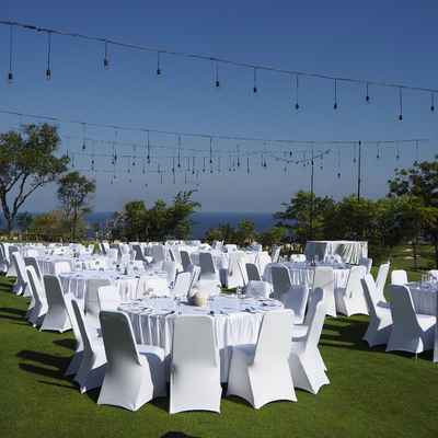 White outdoor wedding reception decor