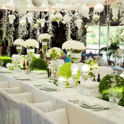 English white wedding reception decor
