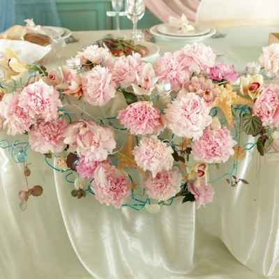 Marine pink wedding floral decor