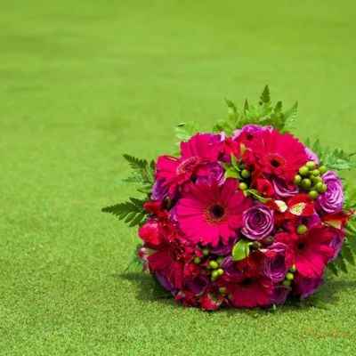 Pink alstroemeria wedding bouquet