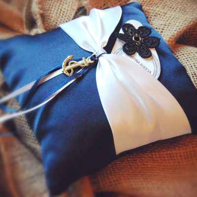Marine blue wedding ring pillows