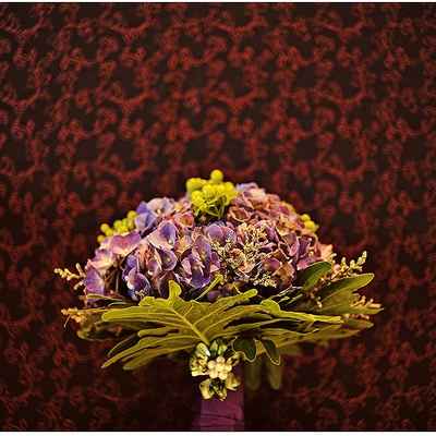 Purple hydrangea wedding bouquet