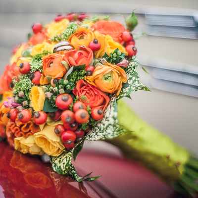 Autumn orange rose wedding bouquet
