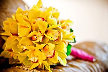 Yellow orchid wedding bouquet