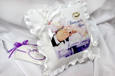 Purple wedding ring pillows
